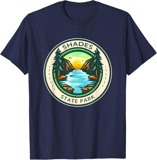Shades State Park Indiana Badge Vintage T-Shirt - T-Shirt | Navy
