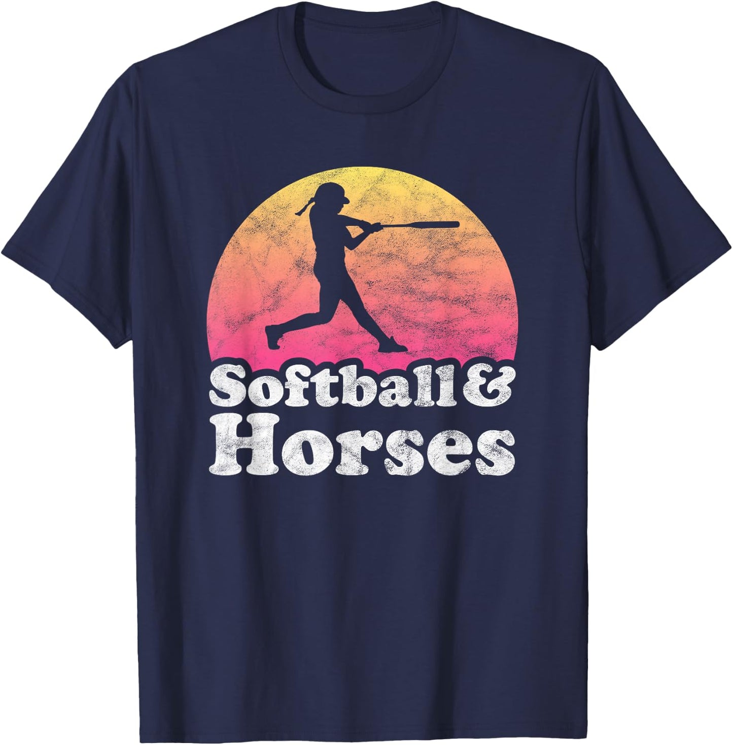 Softball and Horses Women or Girls Horse T-Shirt - T-Shirt | Navy