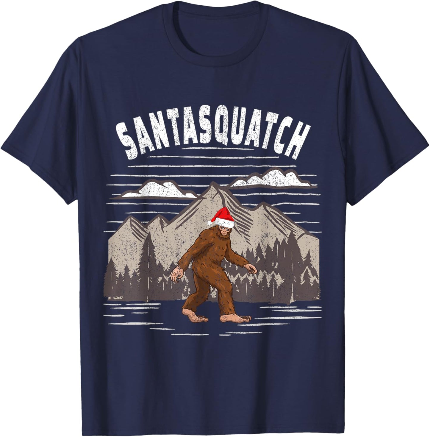 Christmas Sasquatch - Santasquatch Bigfoot T-Shirt - T-Shirt | Navy