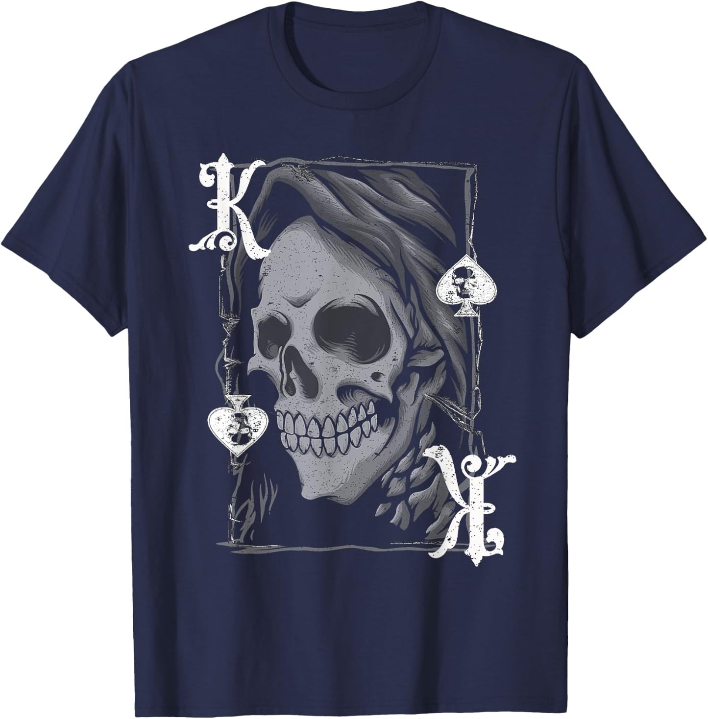 King Of Spades Grim Reaper - Vintage Poker Design T-Shirt - T-Shirt | Navy