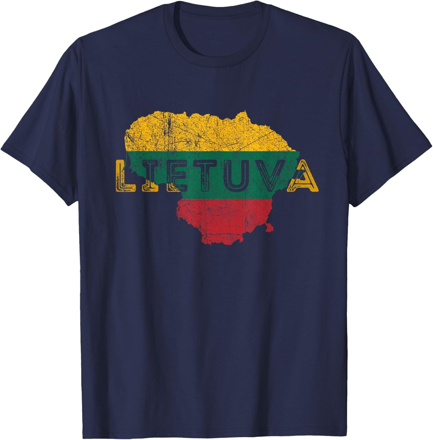 Lithuania Map & Flag Souvenir - Lithuanian Lietuva Souvenir T-Shirt - T-Shirt | Navy