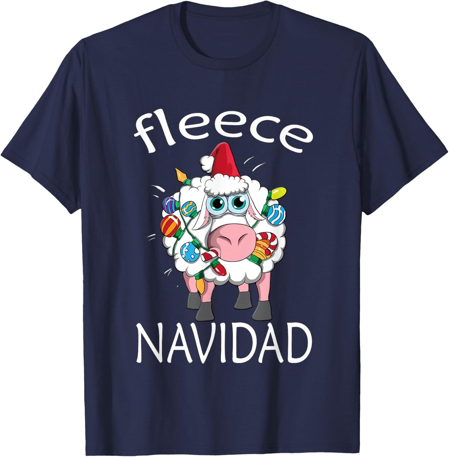 Fleece Navidad Sheep Christmas Feliz Navidad Winter T-Shirt - T-Shirt | Navy