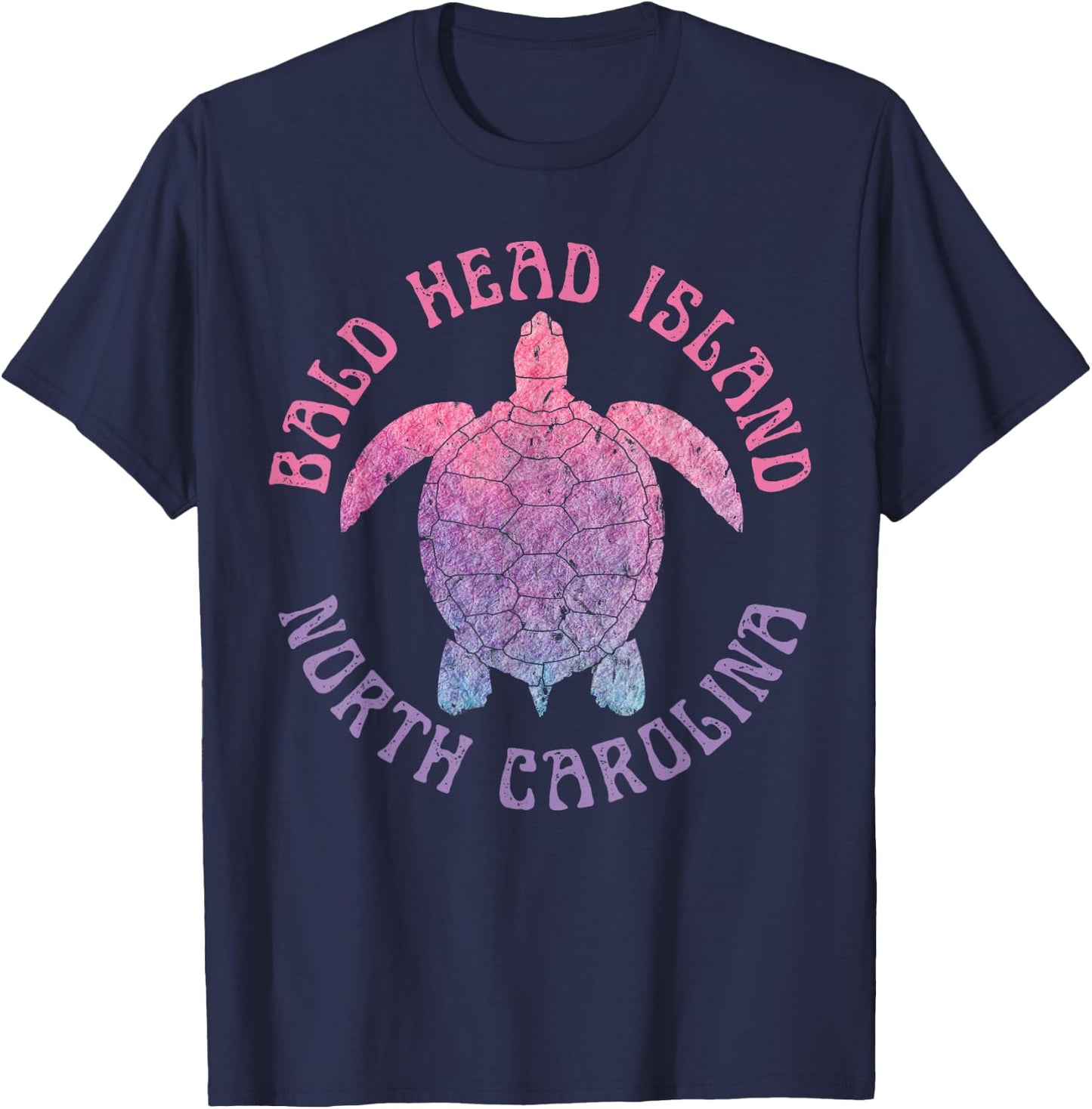 Bald Head Island North Carolina Beach Sea Turtle Cute T-Shirt - T-Shirt | Navy