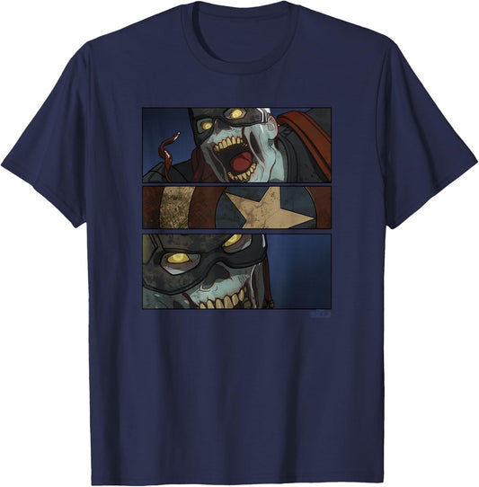 Marvel What If Zombie Captain America Panels T-Shirt - T-Shirt | Navy