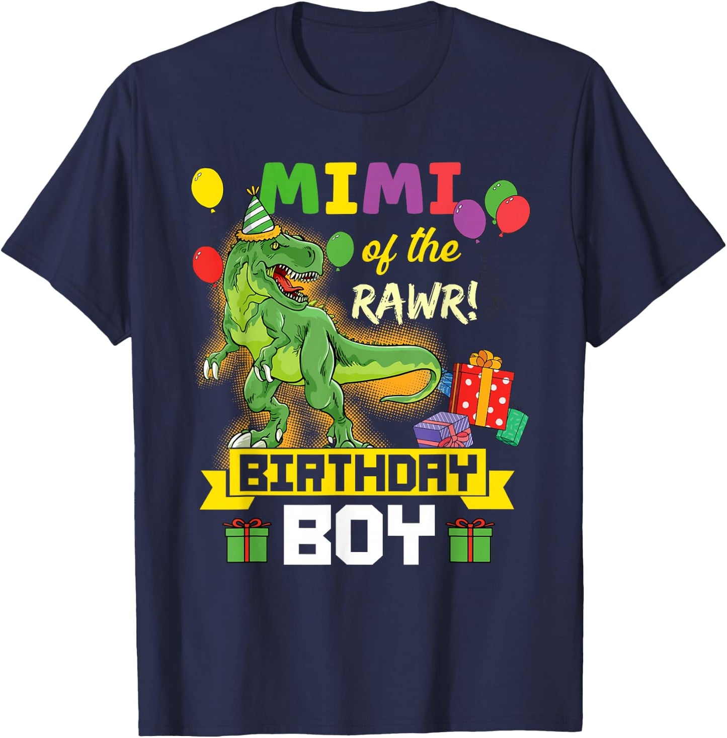 Mimi of the Birthday Boy Dinosaur Celebration Graphic T-Shirt - T-Shirt | Navy