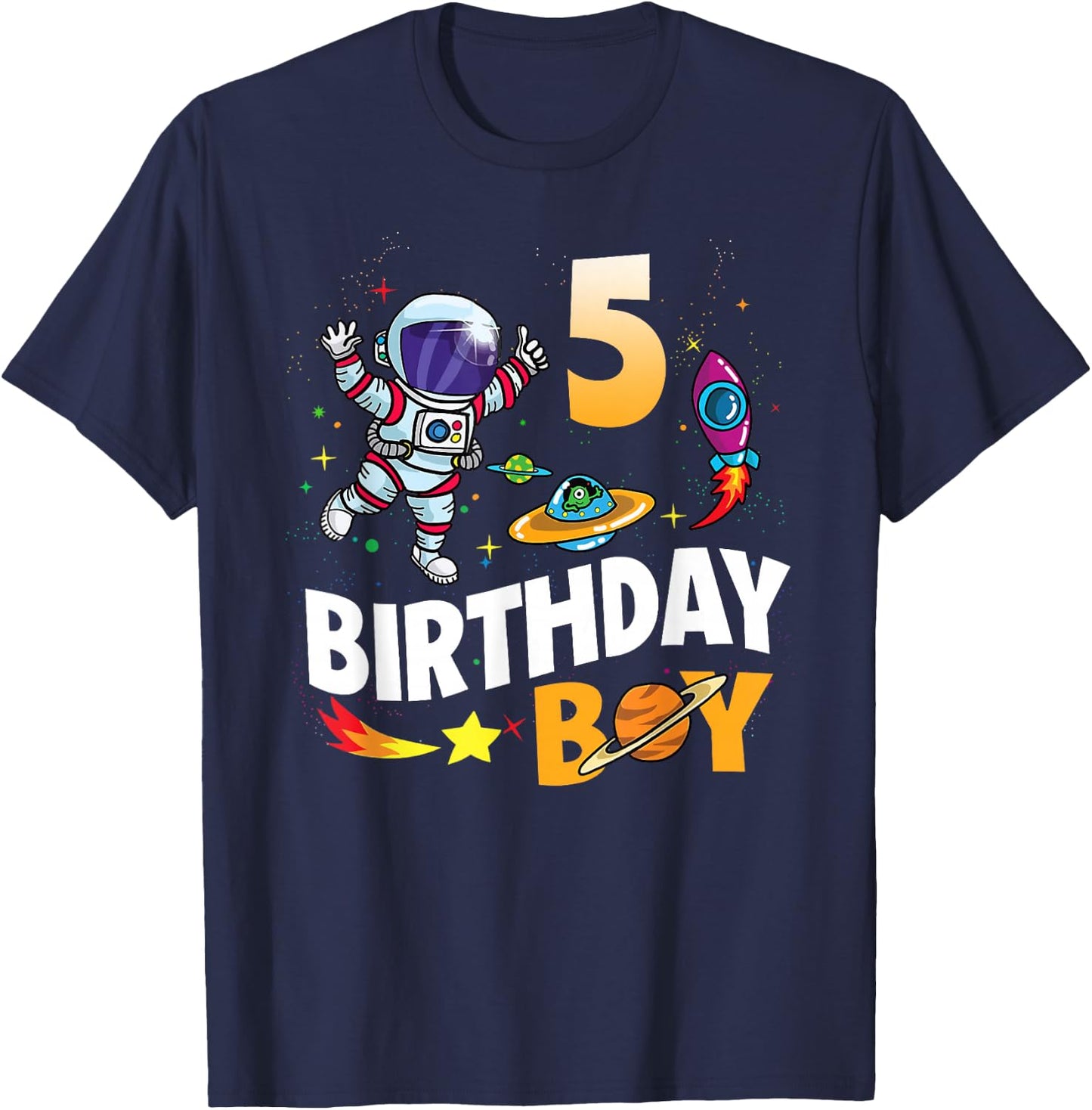 5 Year Old Boy Astronaut 5th Birthday Boy T-Shirt - T-Shirt | Navy
