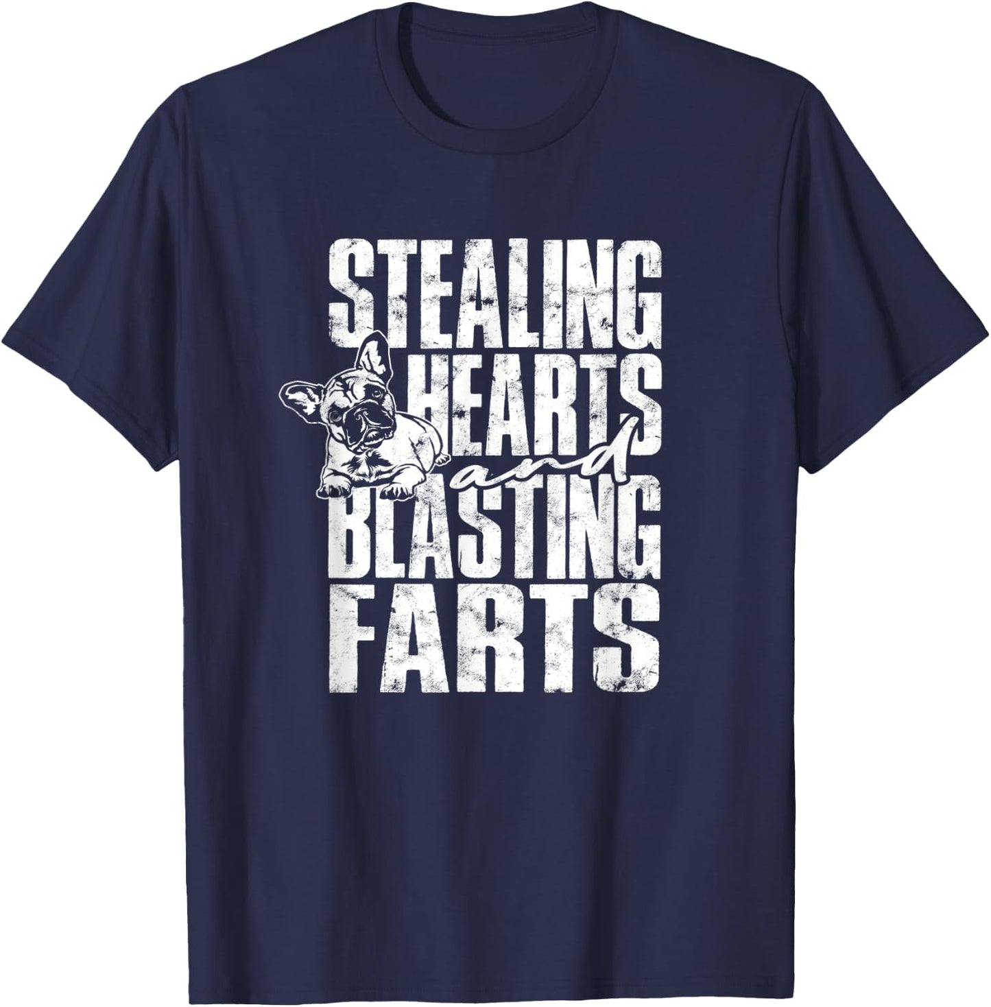 Stealing hearts and blasting farts - cute dog Men Women T-Shirt - T-Shirt | Navy