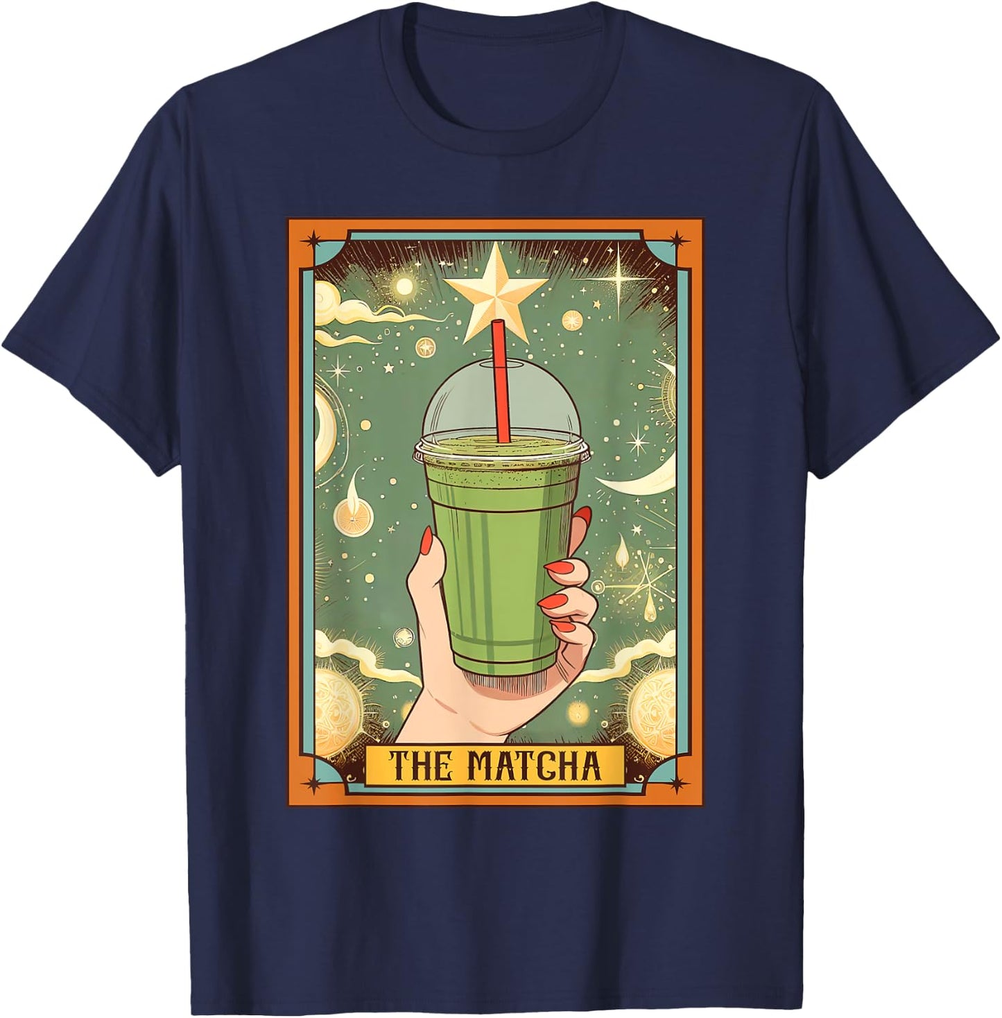 Matcha Lover But First Matcha Time The Matcha Tarot Card T-Shirt - T-Shirt | Navy