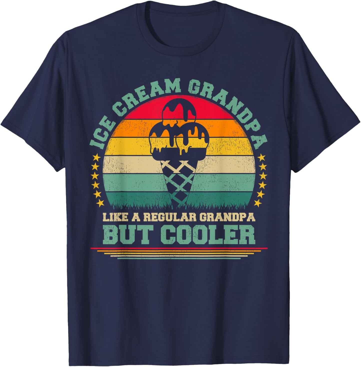 Ice Cream Lover Funny Vintage Ice Cream Grandpa Father's Day T-Shirt - T-Shirt | Navy