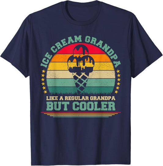 Ice Cream Lover Funny Vintage Ice Cream Grandpa Father's Day T-Shirt - T-Shirt | Navy