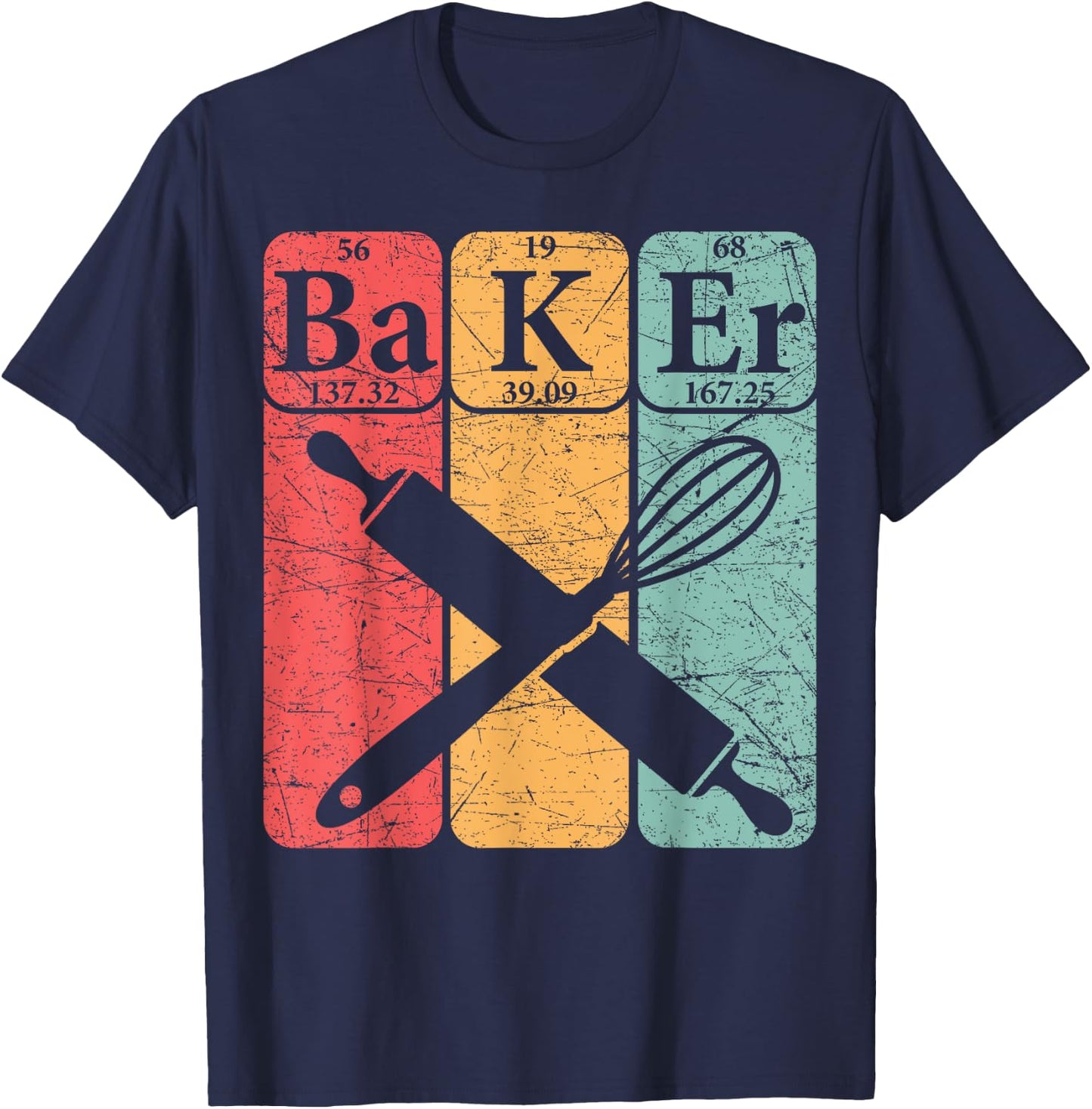 Baker Periodic Table Elements Baking Nerd Vintage T-Shirt - T-Shirt | Navy
