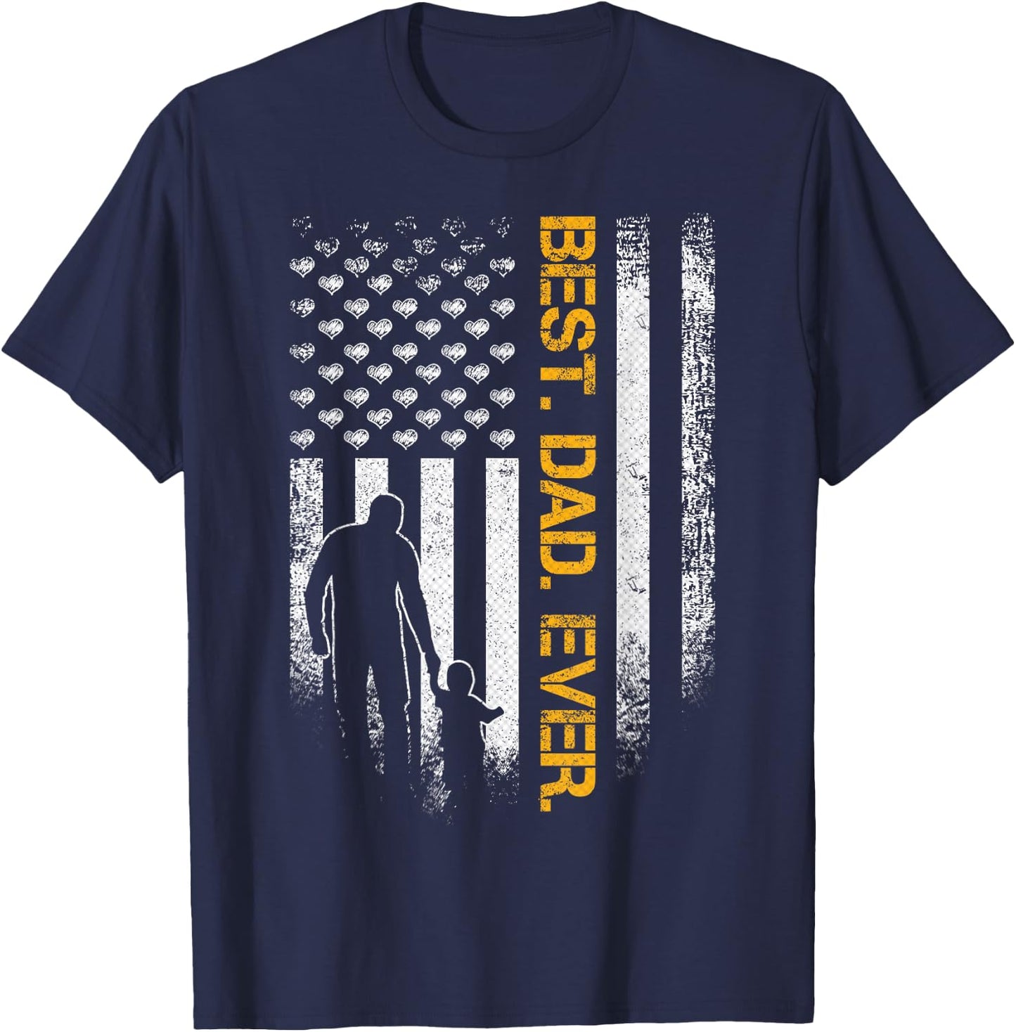 Vintage USA American Flag Best Dad Ever Funny Father's Day T-Shirt - T-Shirt | Navy