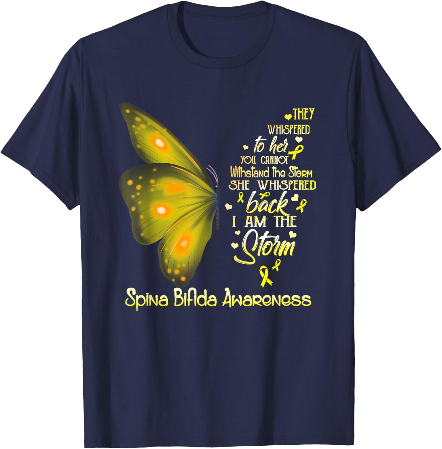 I am the storm Spina Bifida Awareness Butterfly T-Shirt - T-Shirt | Navy