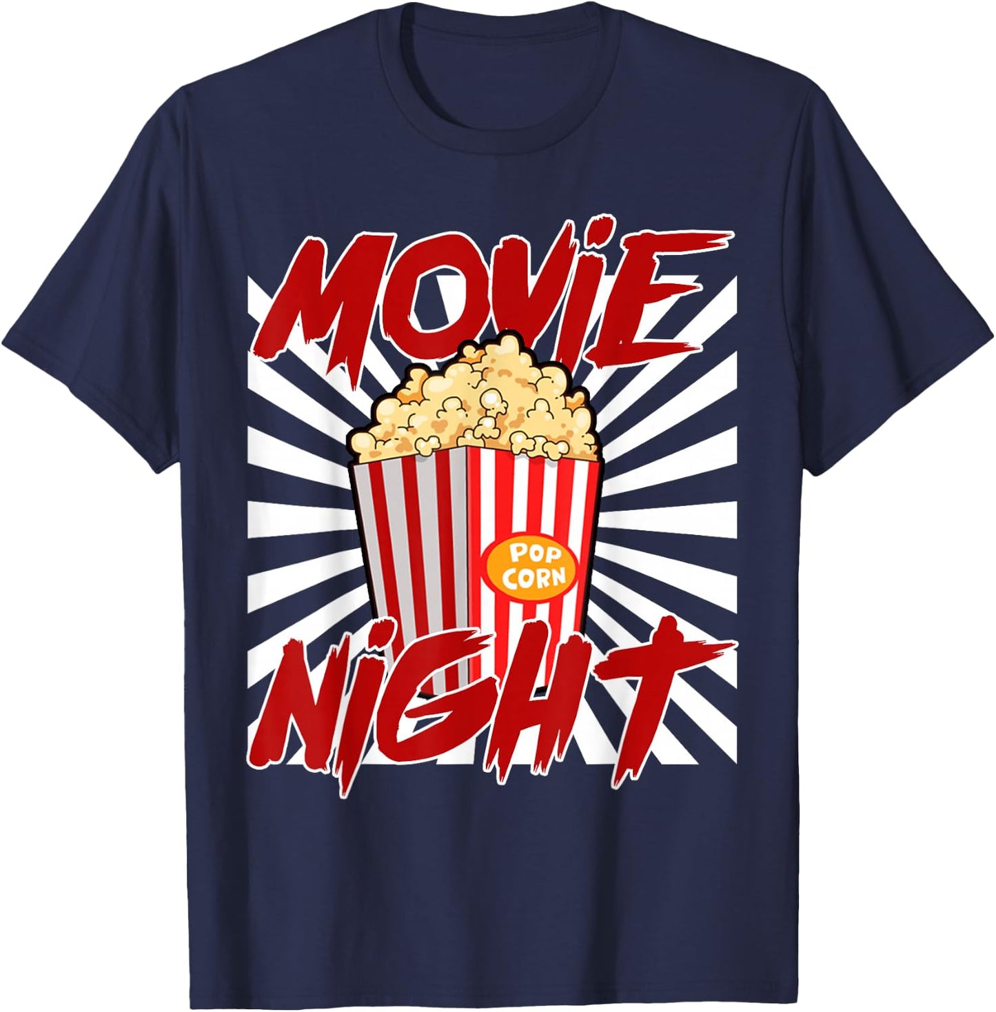 Movie Night Popcorn Funny Cinema Lover T-Shirt - T-Shirt | Navy