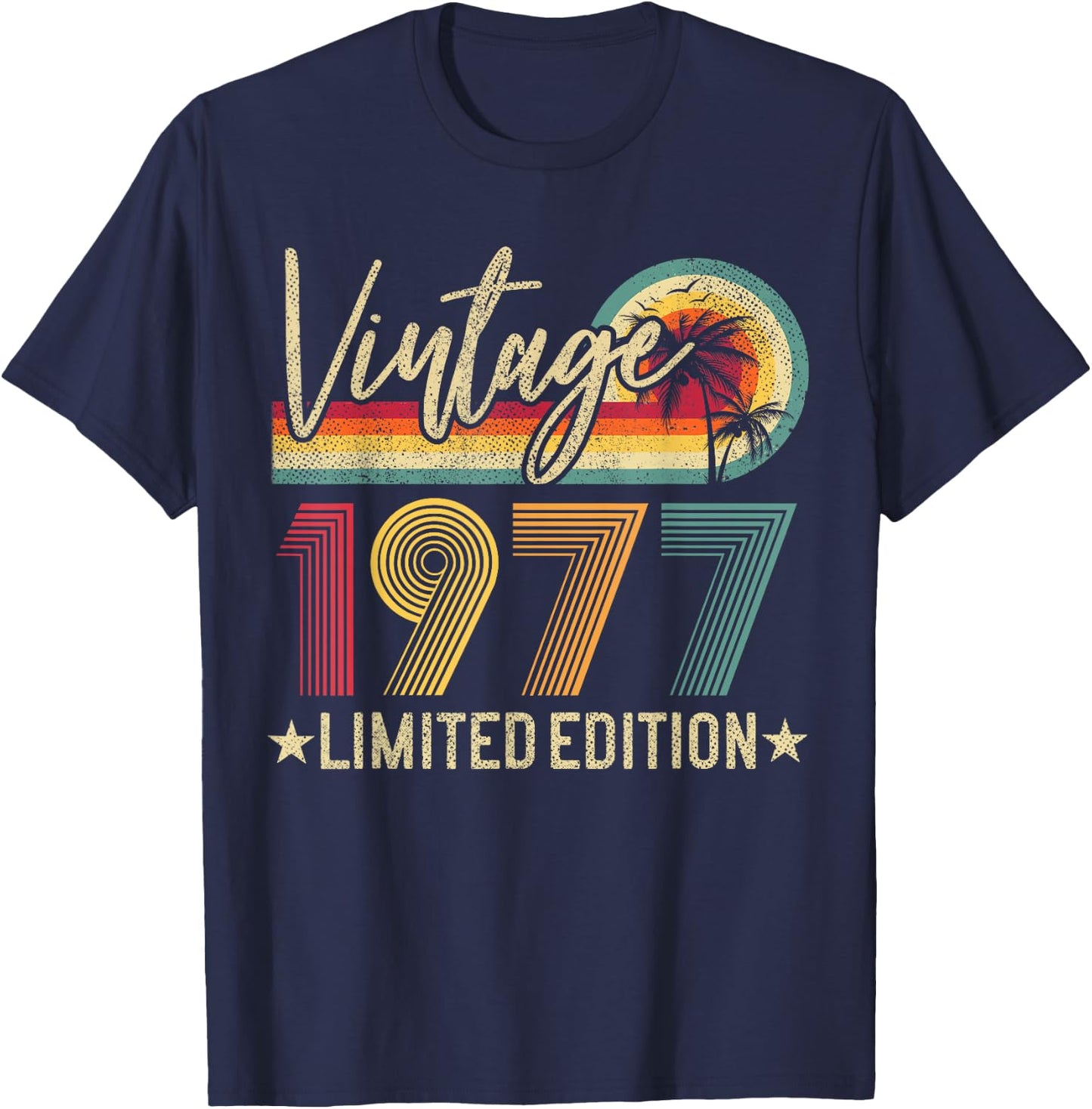 Vintage 1977 Retro 49th Birthday Gift Limited Edition Retro T-Shirt - T-Shirt | Navy