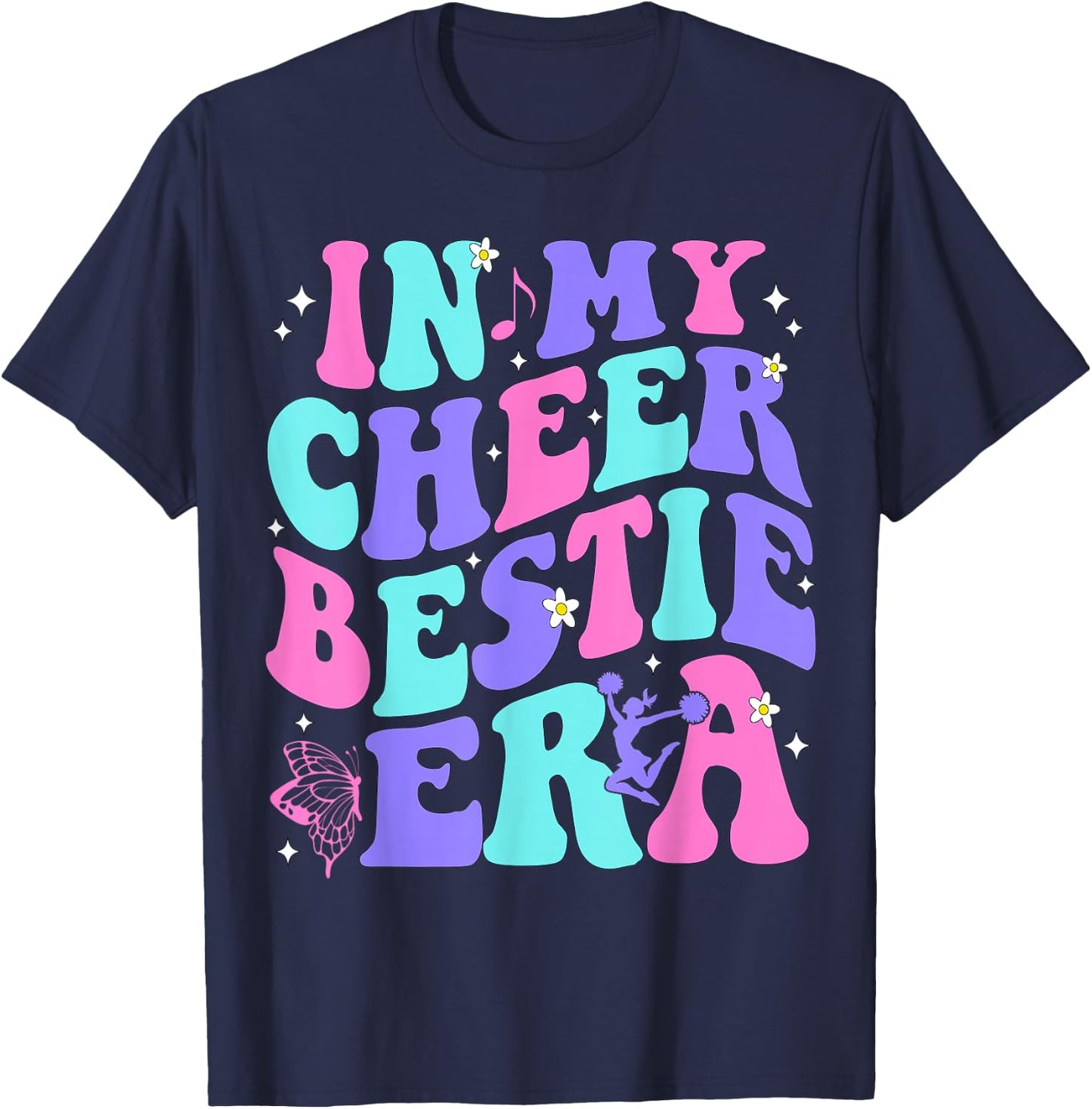 In My Cheer Bestie Era Kids Girls Boys Cheerleader Cheering T-Shirt - T-Shirt | Navy