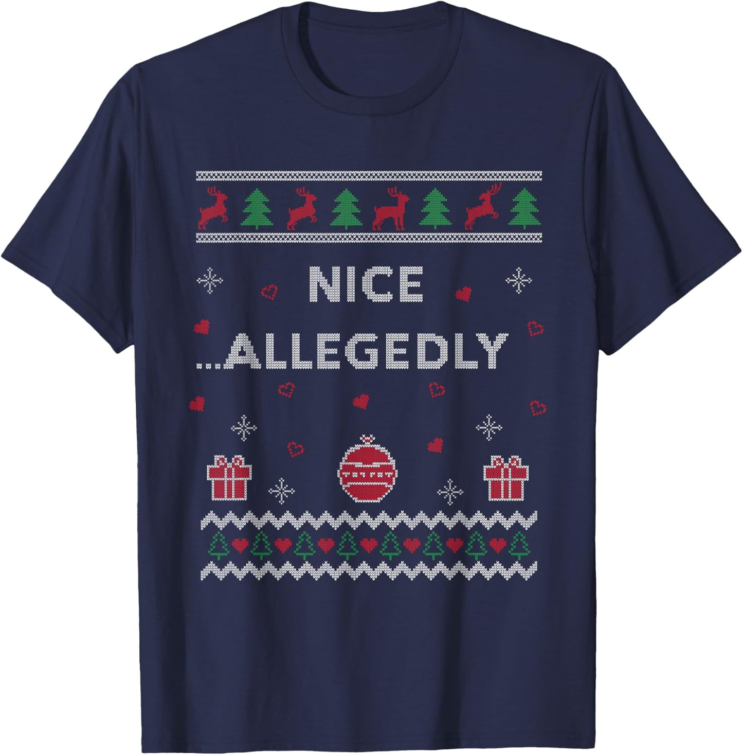 Nice Allegedly Lawyer Funny Attorney Design Ugly Christmas T-Shirt - T-Shirt | Navy