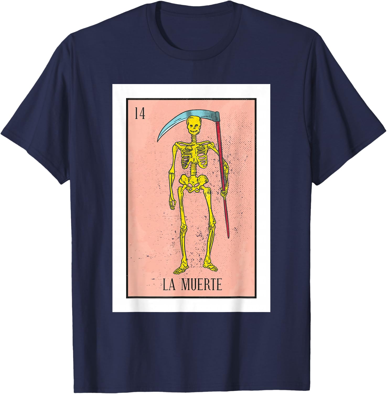Retro La Muerte Lottery Card The Death Card Mexican Lottery T-Shirt - T-Shirt | Navy