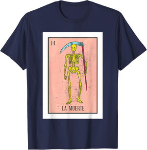 Retro La Muerte Lottery Card The Death Card Mexican Lottery T-Shirt - T-Shirt | Navy
