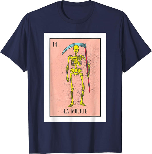 Retro La Muerte Lottery Card The Death Card Mexican Lottery T-Shirt - T-Shirt | Navy