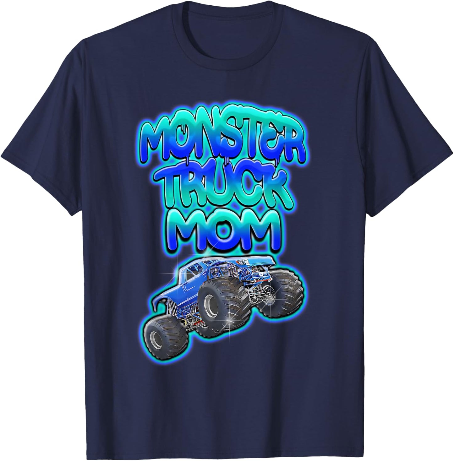 Monster Truck Mom Cool Blue Graffiti Style T-Shirt - T-Shirt | Navy