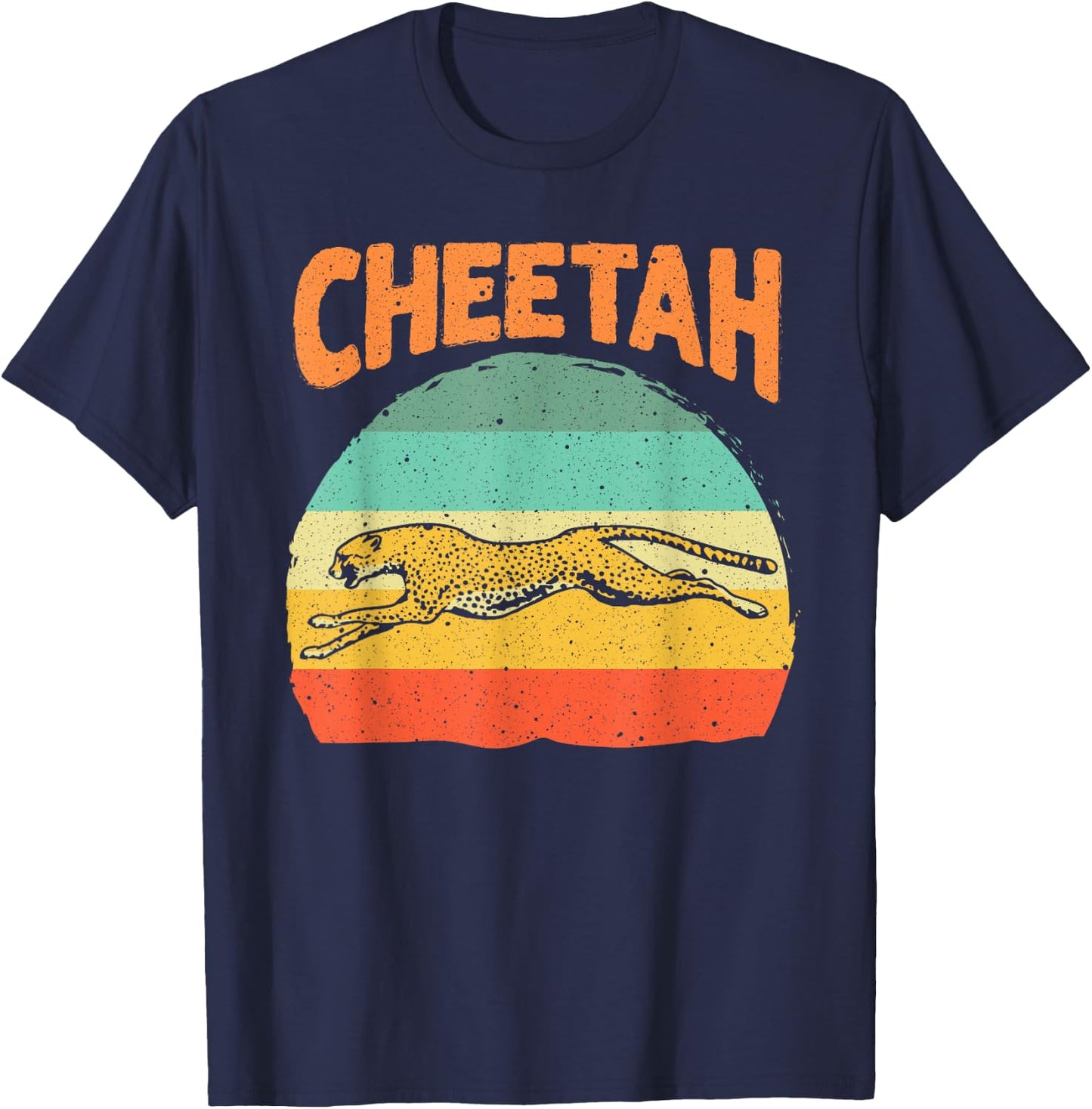 Funny Vintage Cheetah Art Boys Girls Leopard Safari Wildlife T-Shirt - T-Shirt | Navy