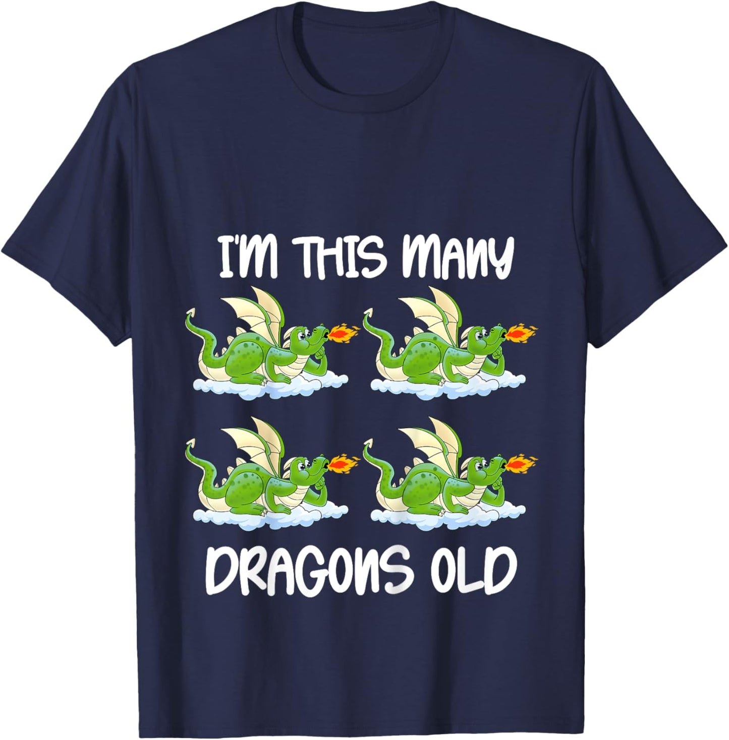 Kids I'm This Many Dragons Old Boys 4th Birthday 4 Years Dragon T-Shirt - T-Shirt | Navy