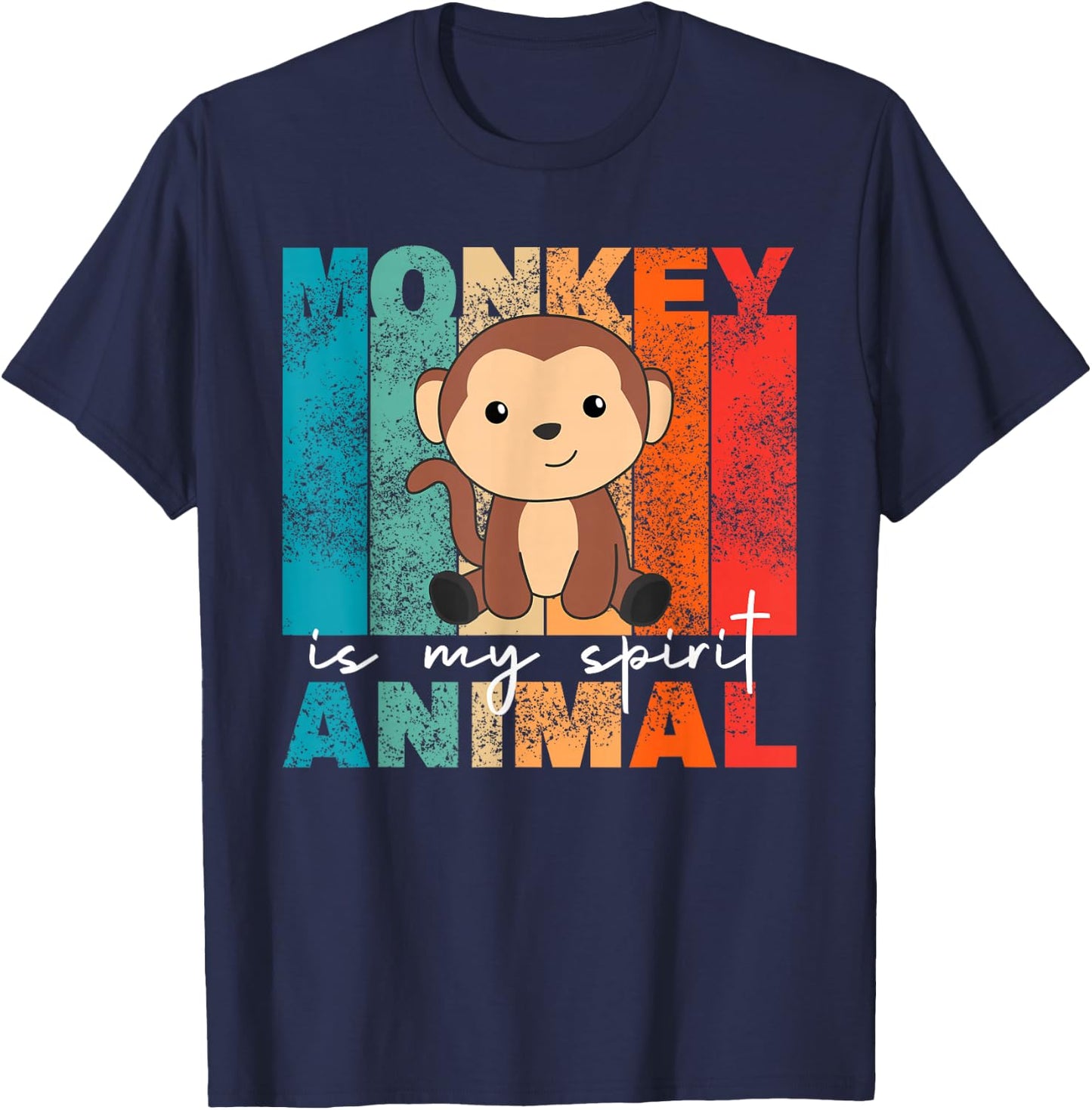 Monkey cute animals vintage Monkey Is My Spirit Animal T-Shirt - T-Shirt | Navy