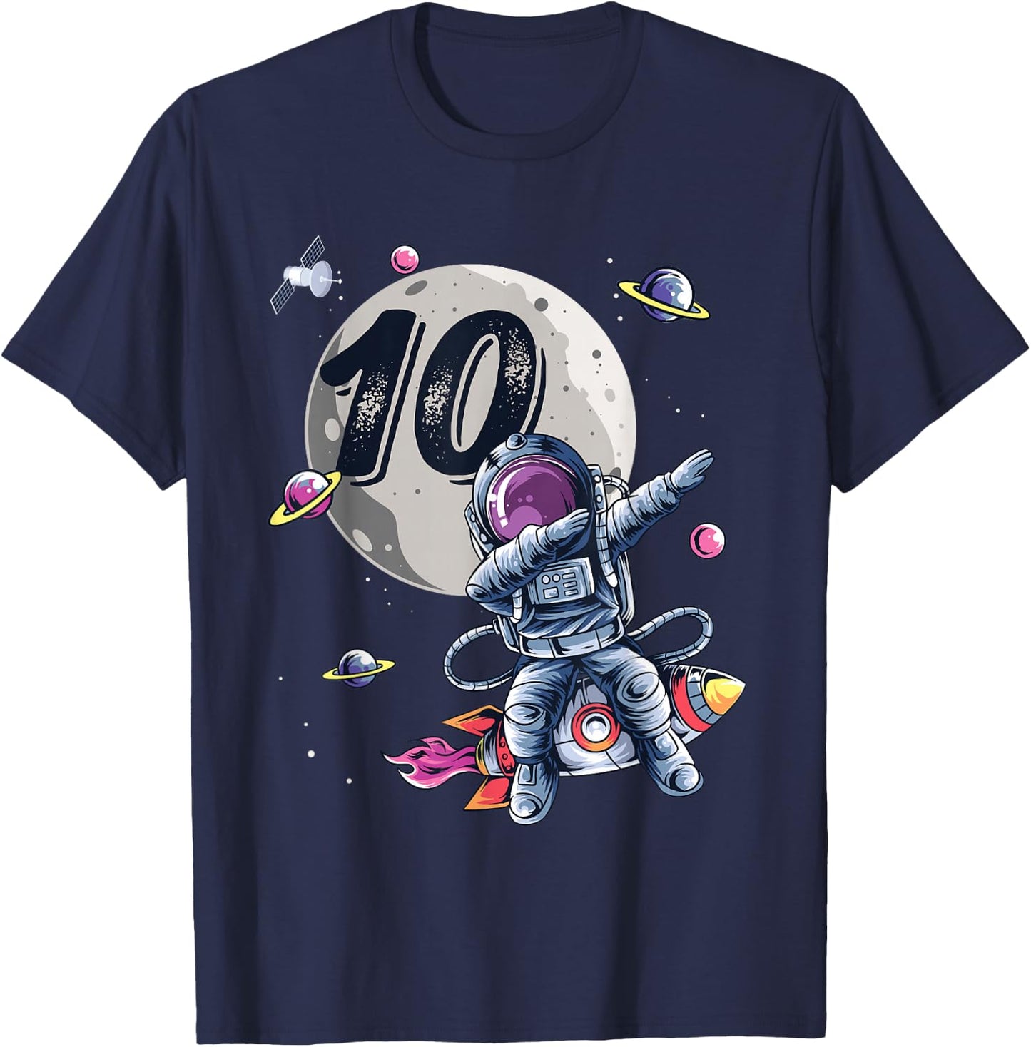 10 Years Old Birthday Boy Astronaut Gifts Space 10th B-Day T-Shirt - T-Shirt | Navy
