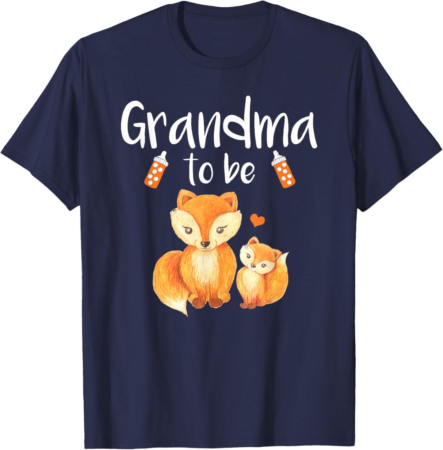 Grandma To Be Fox Baby Shower Cute Forest Animal T-Shirt - T-Shirt | Navy