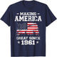 Born In 1961 American Flag Making America Great Since 1961 Women Kids Men T-Shirt - T-Shirt | Navy