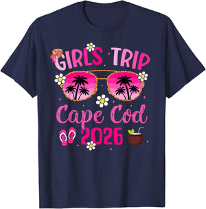 Girl’s Trip Cape Cod 2026 Besties Beach Vacation Group T-Shirt - T-Shirt | Navy