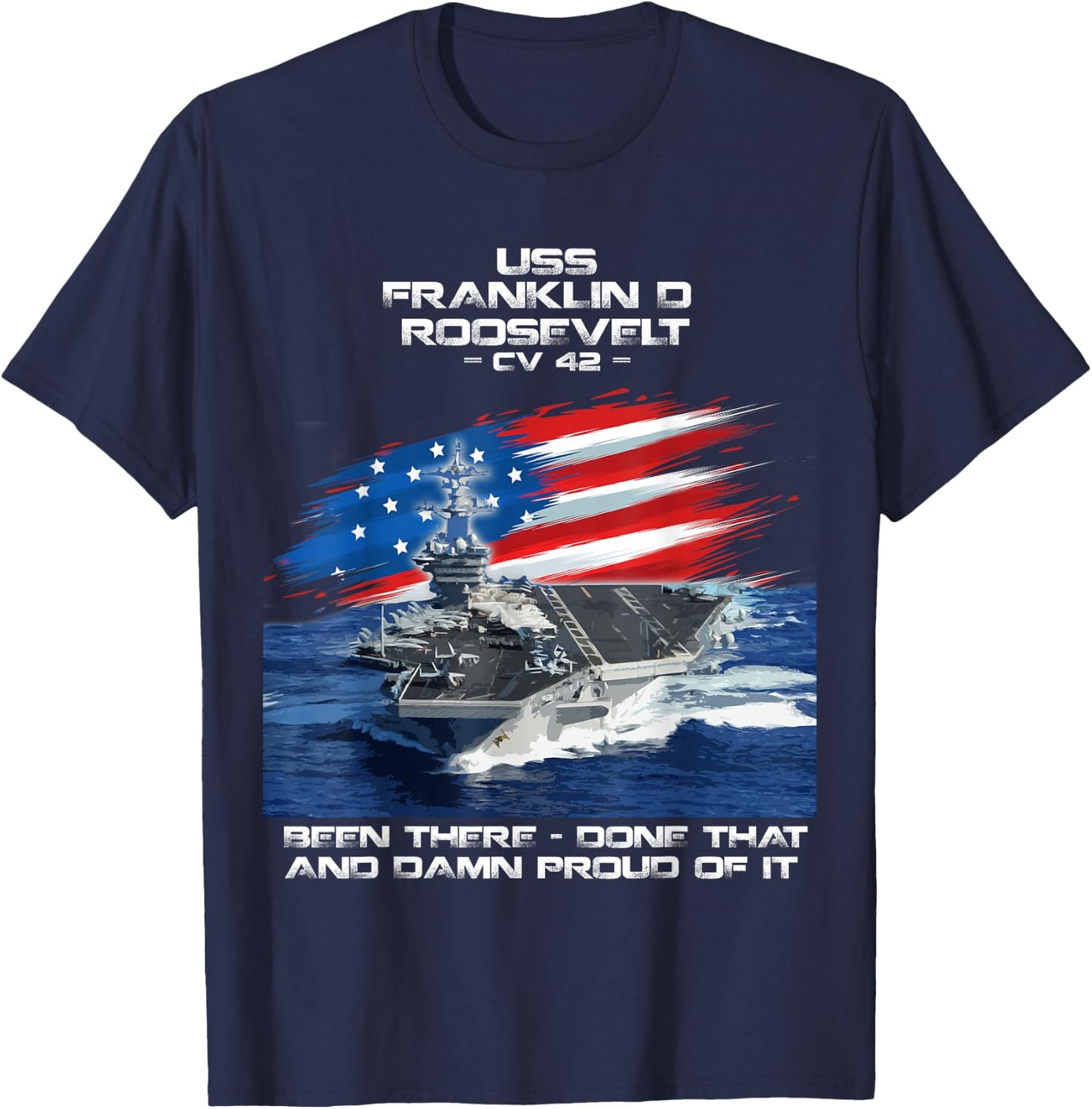 USS Franklin D Roosevelt CV 42 Aircraft Carrier Veteran Xmas T-Shirt - T-Shirt | Navy