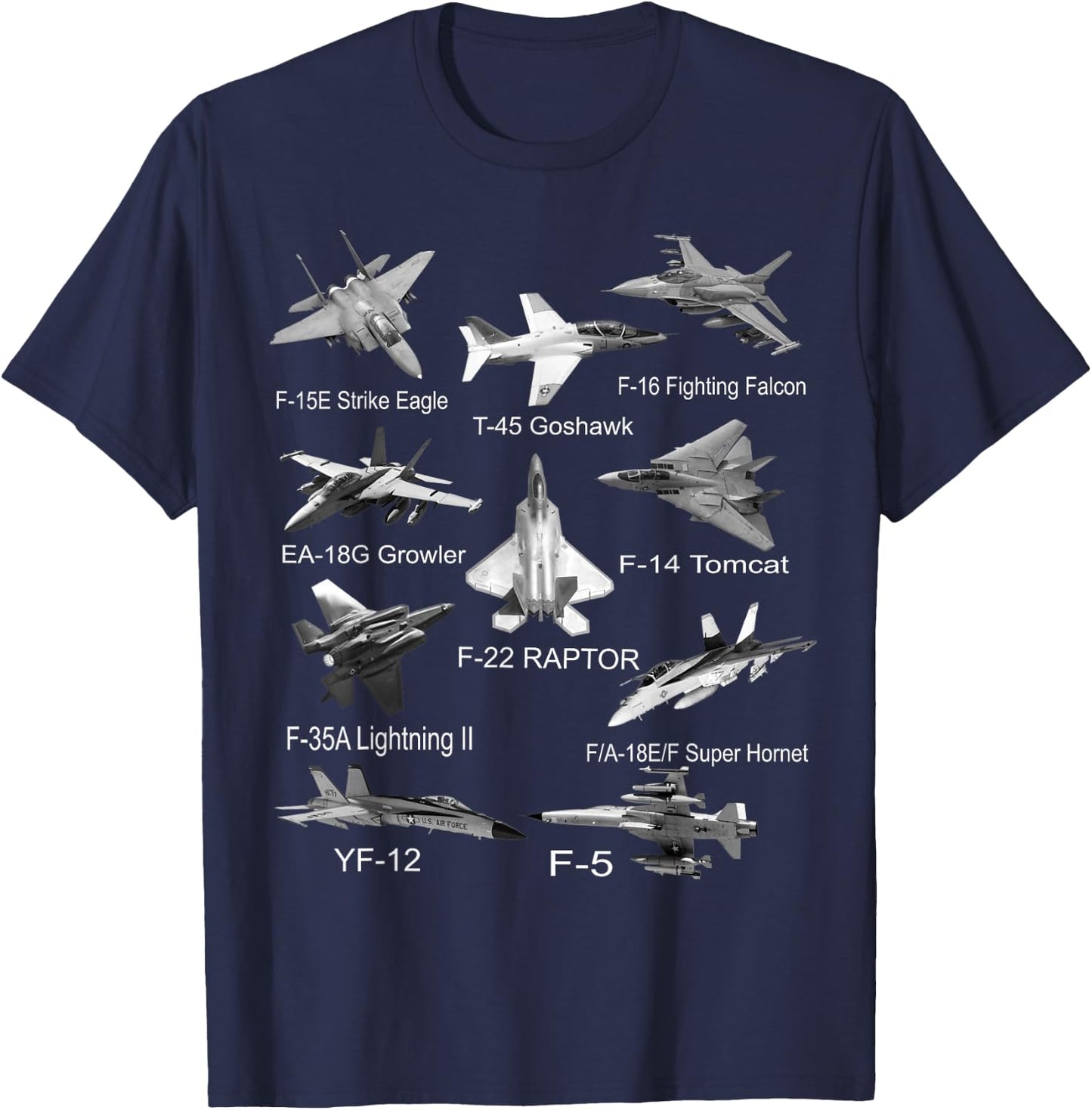 American Fighters Jets F22 Raptor F14 Tomcat Plane Spotting Small T-Shirt - T-Shirt | Navy