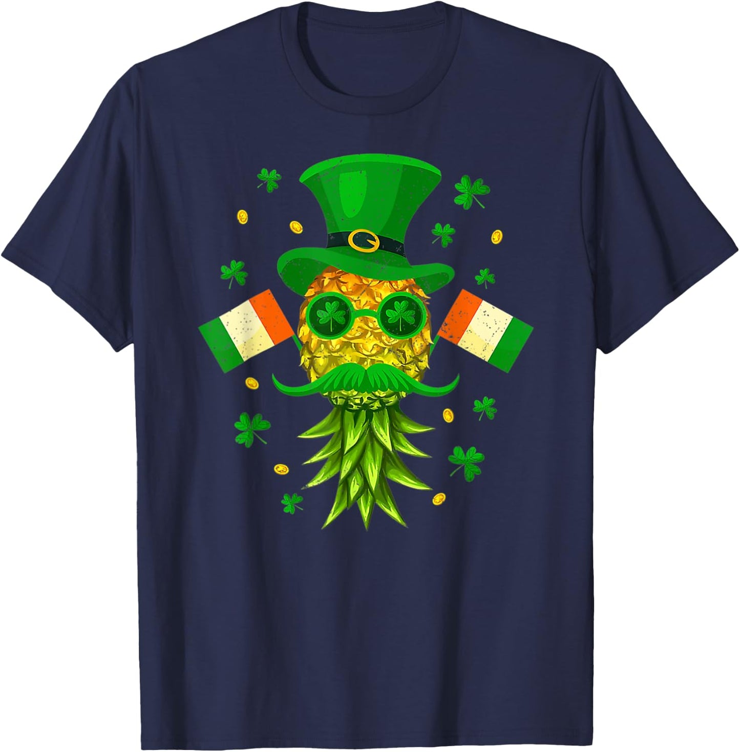Mask Swinger Upside Down Pineapple St Patricks Day Irish T-Shirt - T-Shirt | Navy