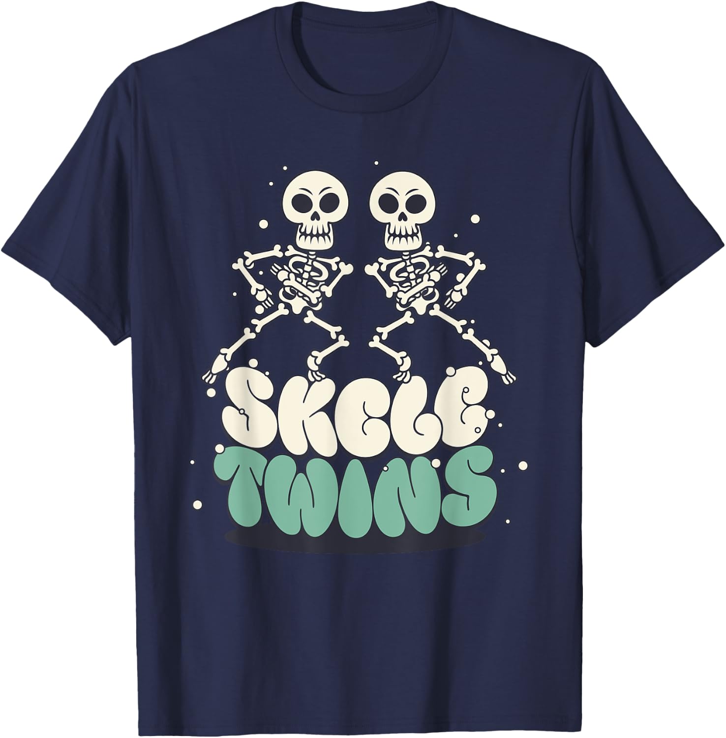 Halloween Matching Twins Skeletwins Funny Dancing Skeletons T-Shirt - T-Shirt | Navy