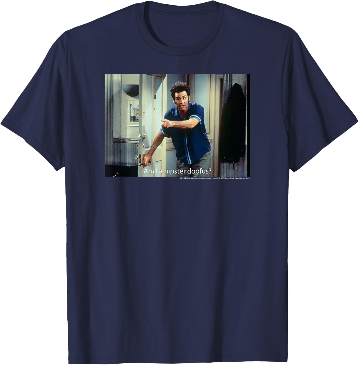 Seinfeld Am I a Hipster Doofus Kramer Funny 90's TV Show T-Shirt - T-Shirt | Navy