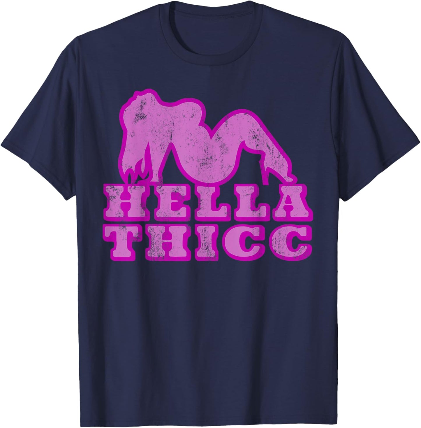 Hella Thicc t shirt thick girl boy shirt norcal slang thiccc T-Shirt - T-Shirt | Navy