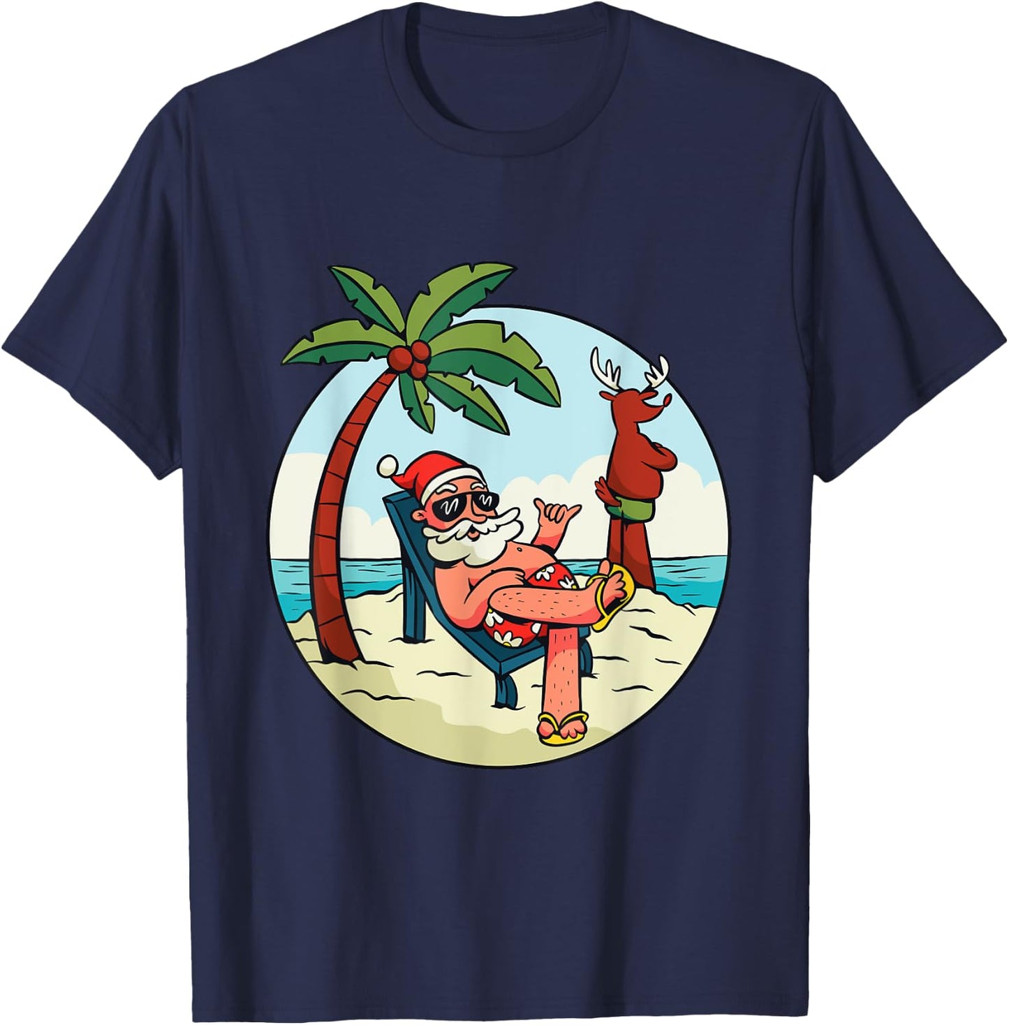 Christmas on the beach Christmas in July Men Women T-Shirt - T-Shirt | Navy