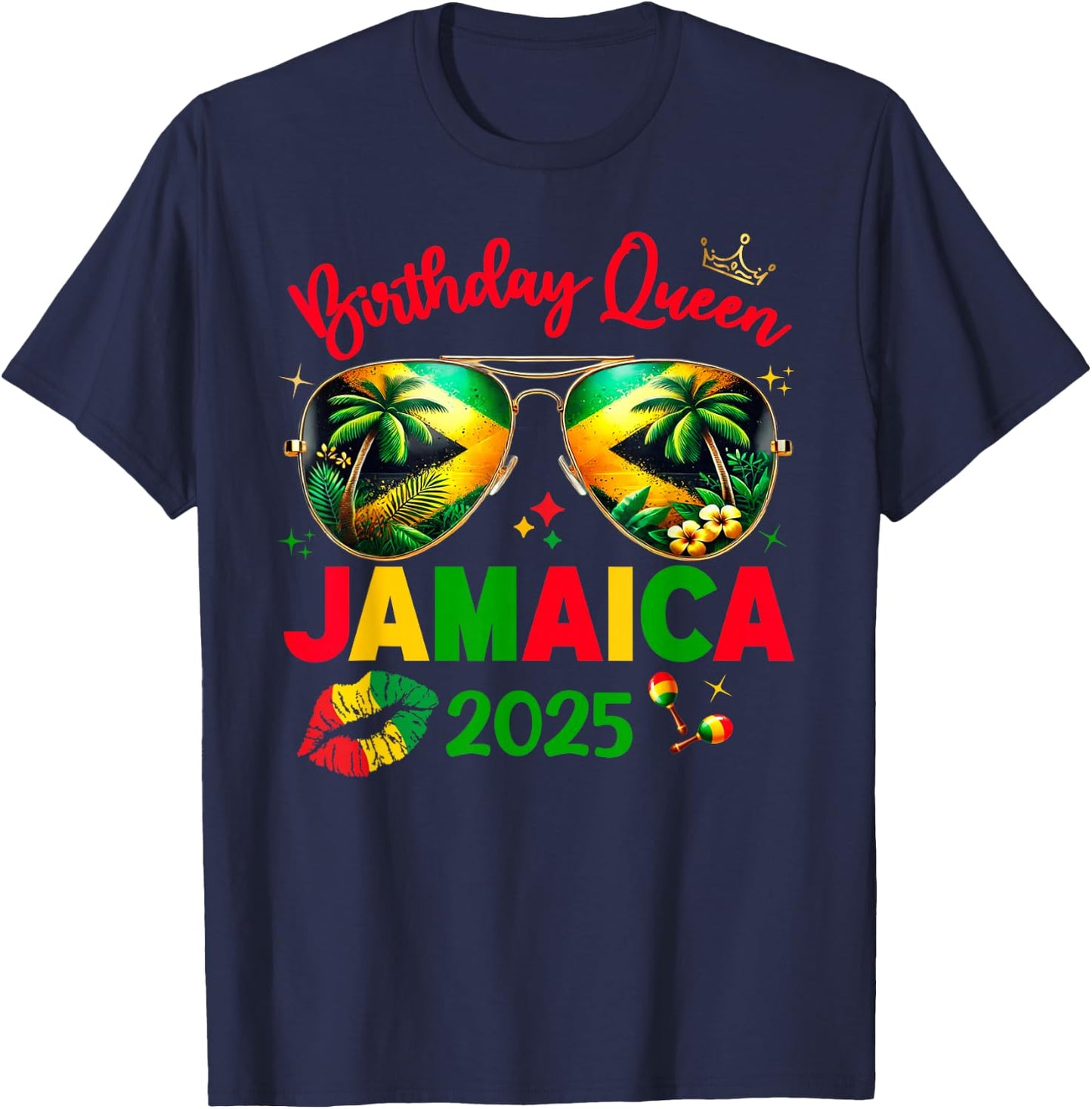 50th Birthday Girl Queen Jamaica Vacation Matching Outfit T-Shirt - T-Shirt | Navy