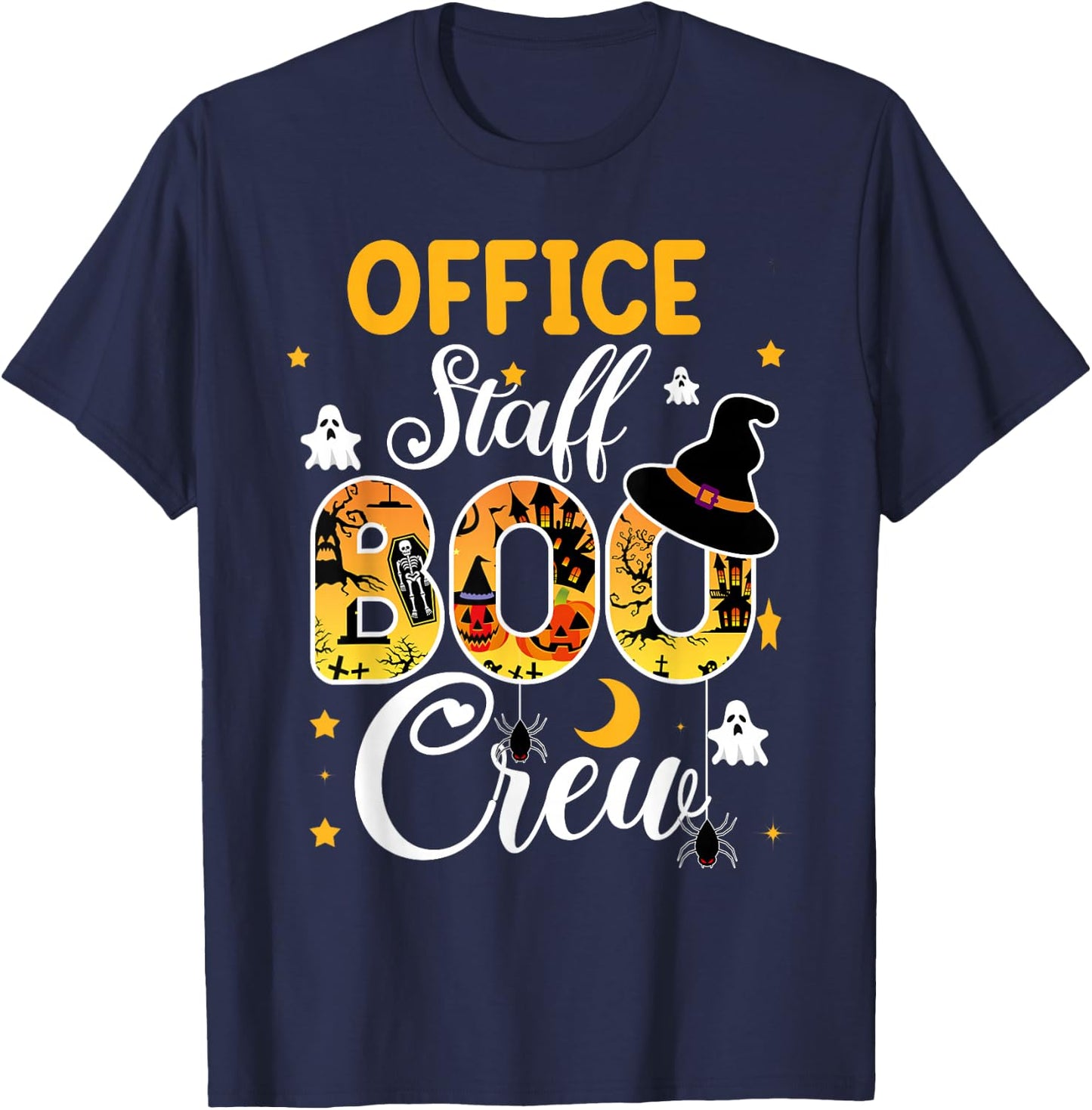 Office Staff Boo Crew Funny Halloween Matching Costume T-Shirt - T-Shirt | Navy