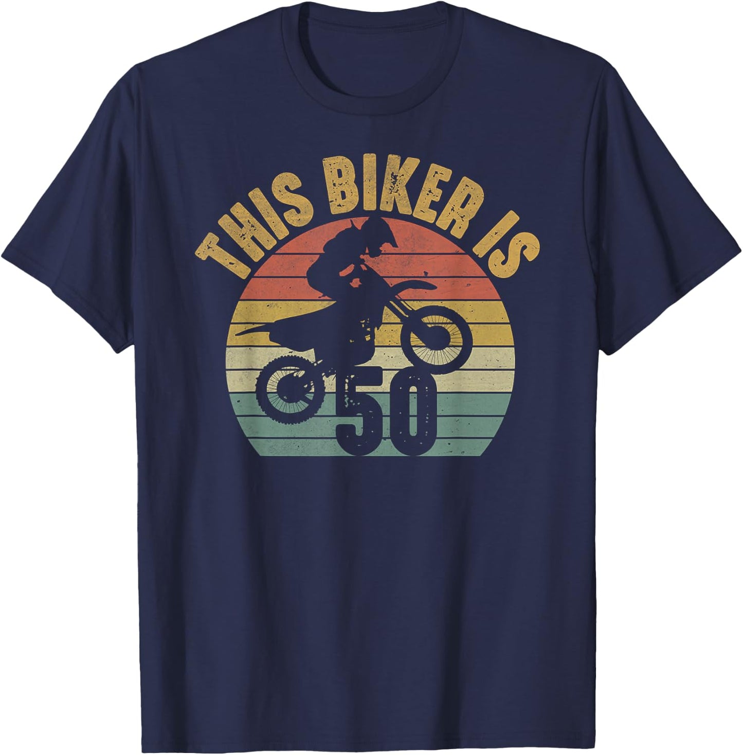 Dirt Bike 50th Birthday 50 Years Old Bday Party Motocross T-Shirt - T-Shirt | Navy