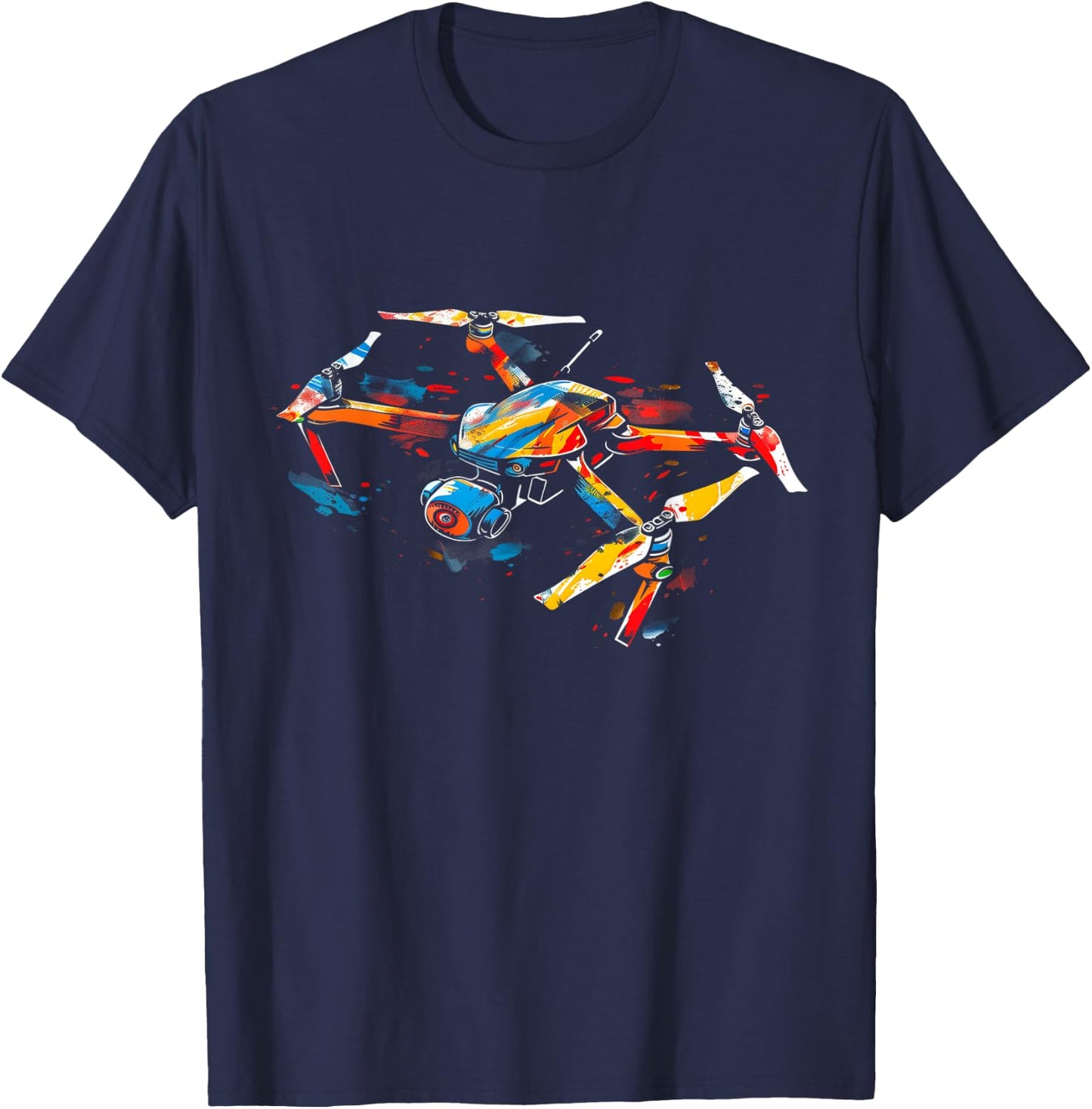 Drone Pilot Quadcopter Operator RC Watercolor T-Shirt - T-Shirt | Navy