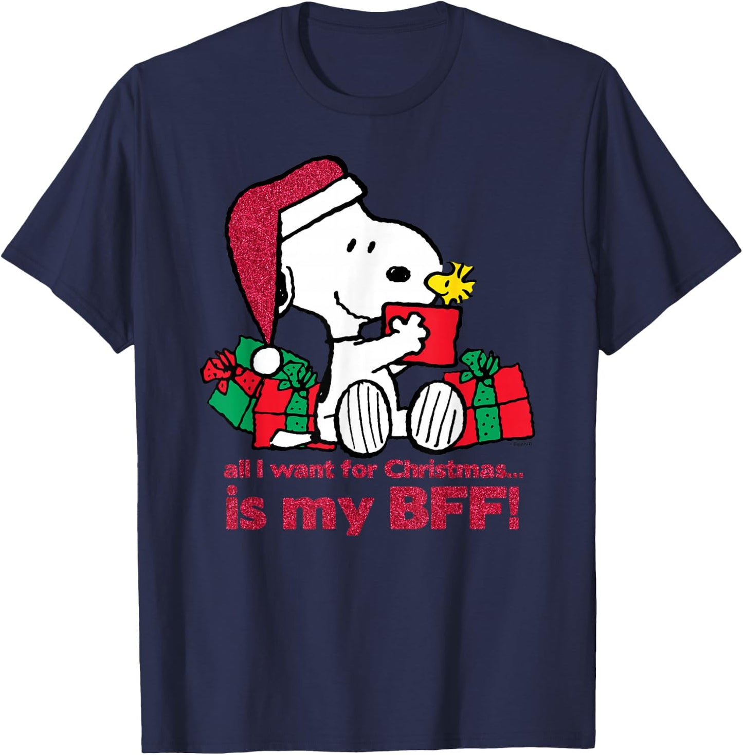 Peanuts Snoopy Gifts BFF Christmas T-Shirt - T-Shirt | Navy