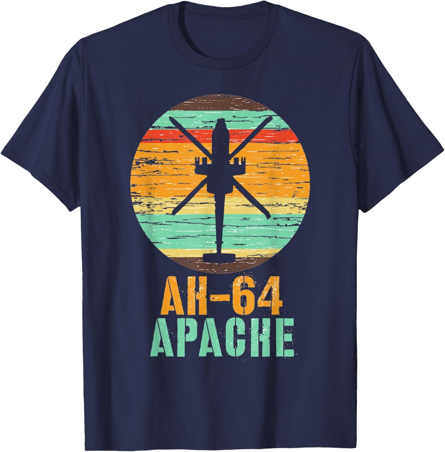 Vintage AH-64 Apache Helicopter Military Gunship Shirt T-Shirt - T-Shirt | Navy