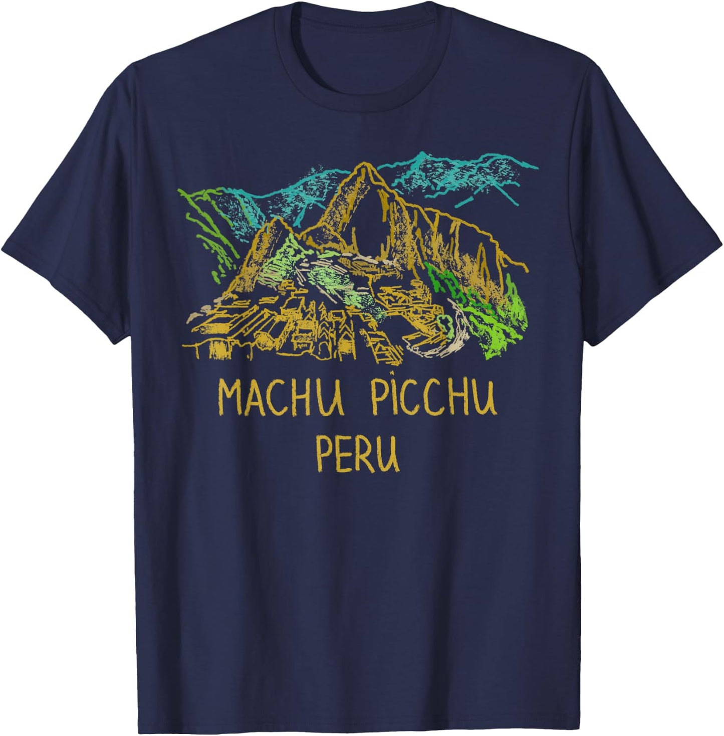 DDD City Machu Picchu Peru - Men's Black Classic Fit Short Sleeve - Small T-Shirt - T-Shirt | Navy