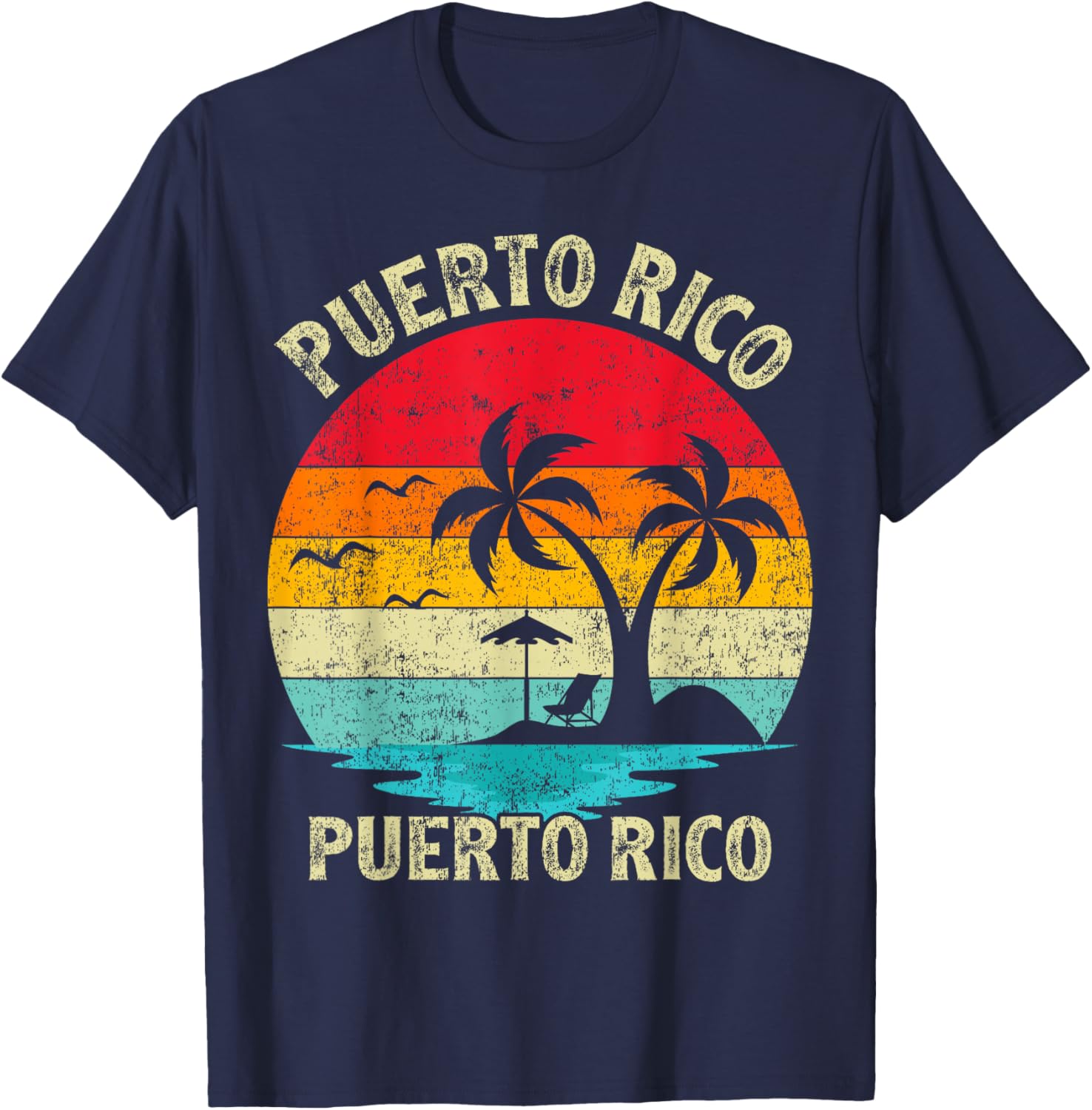 Family Vacation Vintage Retro Puerto Rico San Juan Beach Men Women Girls Kids T-Shirt - T-Shirt | Navy