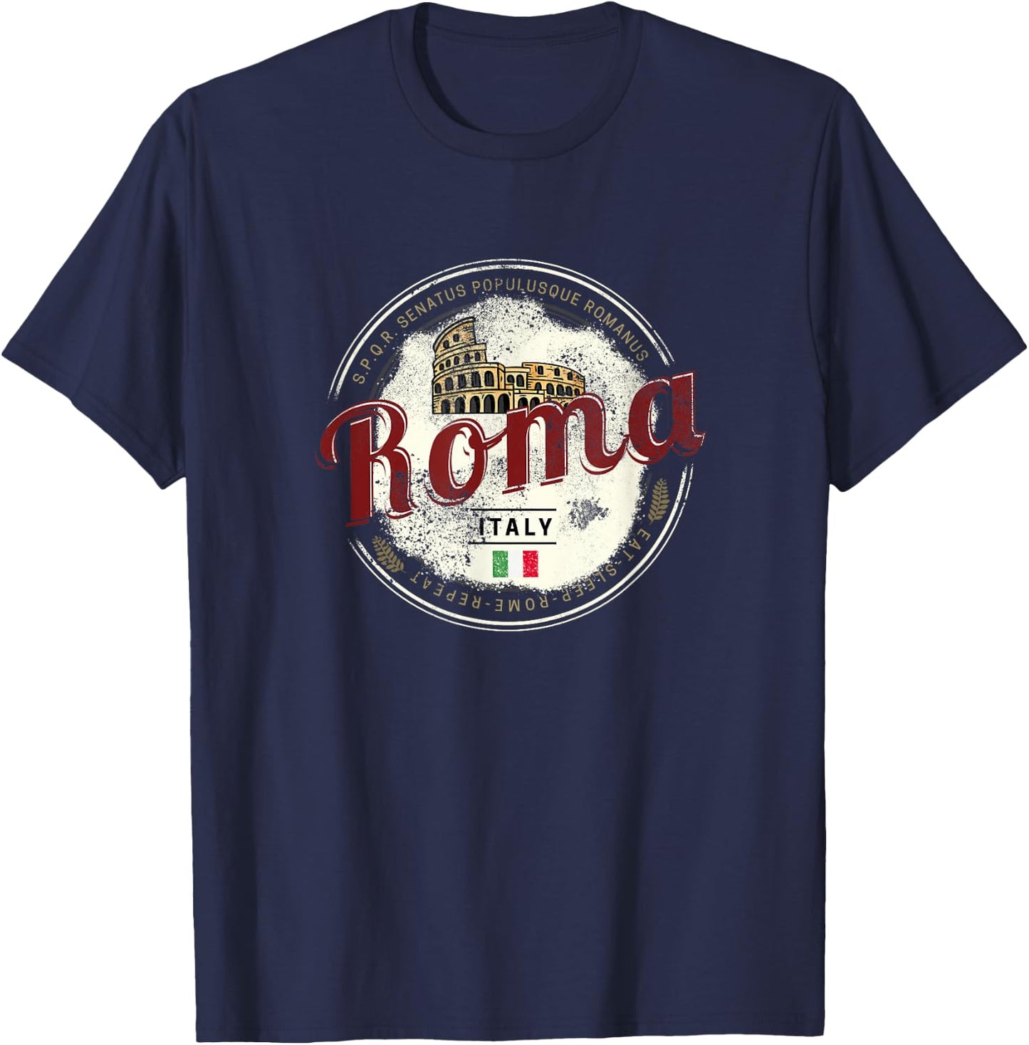 Rome Italy Colosseum Vintage Souvenir T-Shirt - T-Shirt | Navy