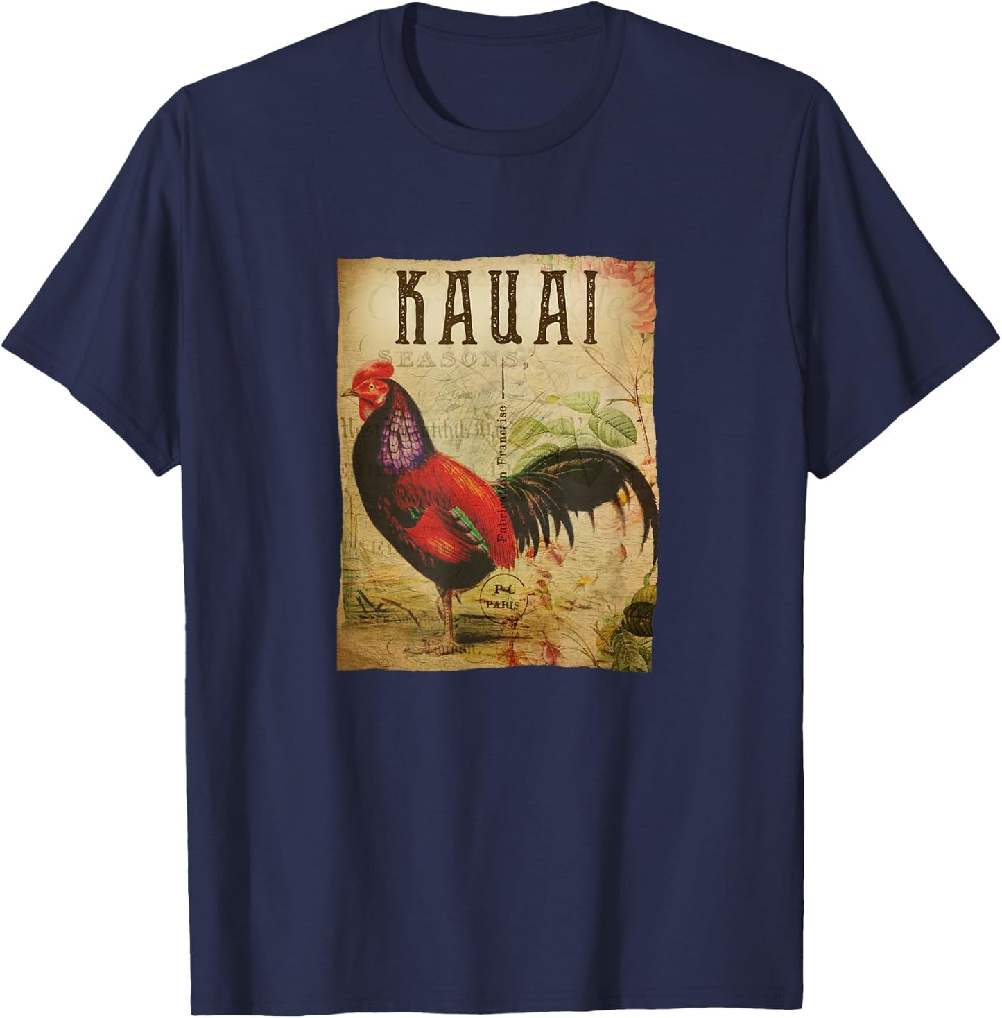 Vintage Kauai Shirt Rooster T-Shirt - T-Shirt | Navy
