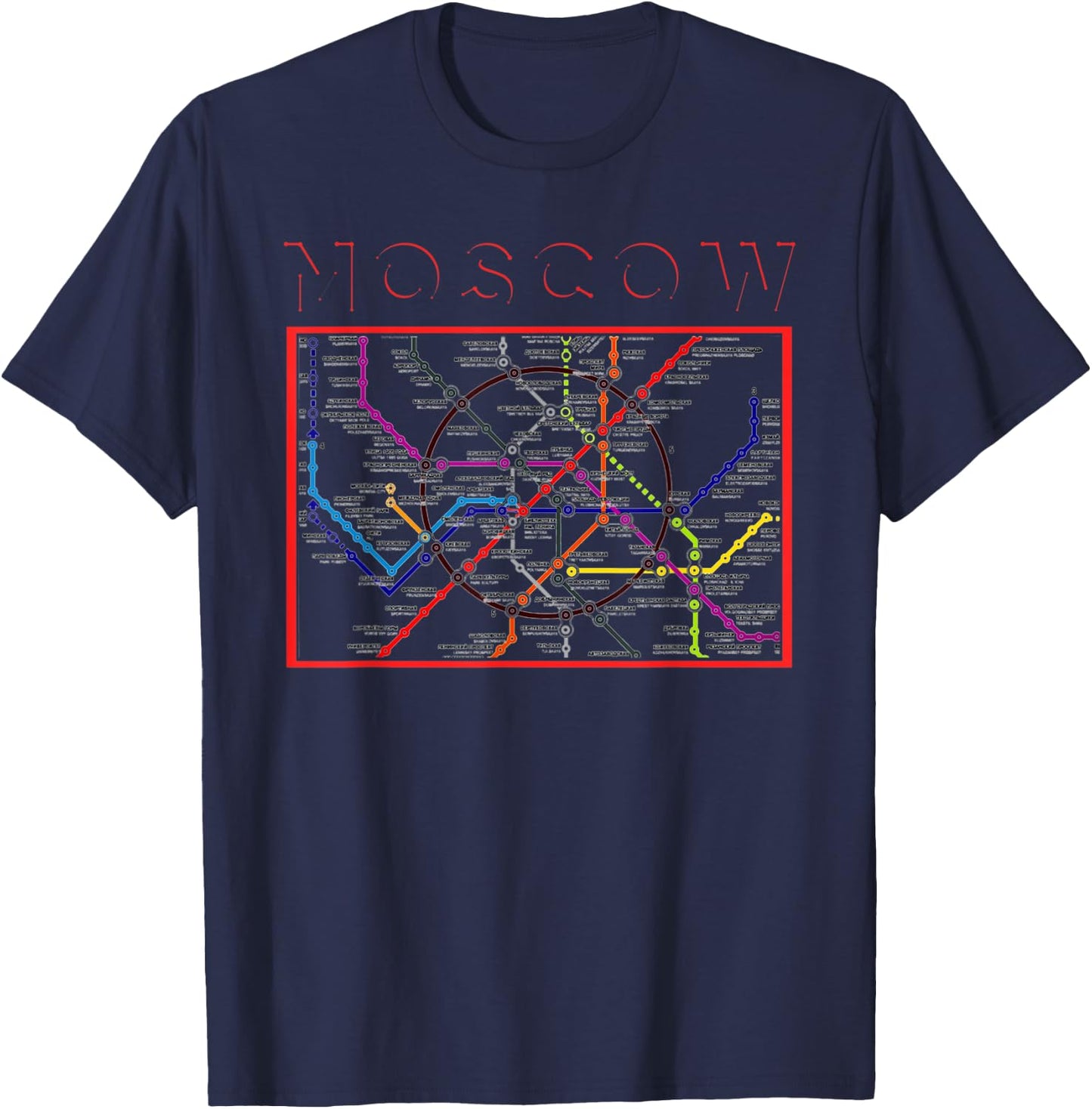 Moscow Transit Metro Map Art Russian Citizen Russia Vacation T-Shirt - T-Shirt | Navy